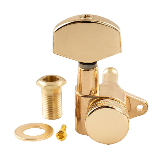 Musiclily Pro R15J-16 Single 15:1 Ratio Full Sealed Locking Machine Head Bass Side Tuner Tuning Peg Key with Big Hex Button Right Angle Screw for Acoustic Electric Guitar