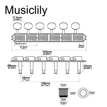 Wilkinson Deluxe Vintage 6-on-a-strip In line Split Shaft Tuners Tuning Pegs Keys Machine Heads Set for Squier/Fender Classic Vibe Strat/Tele Style Guitar