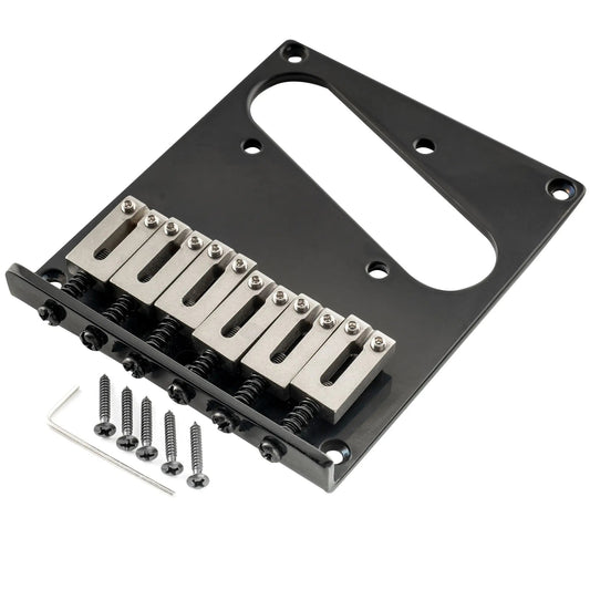Musiclily Pro BT003 54mm String Spacing Modern Bridge with 6pcs SUS Stainless Steel Saddles for Fender Squier Tele Style Electric Guitar