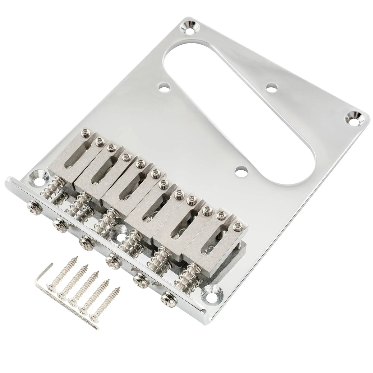 Musiclily Pro BT003 54mm String Spacing Modern Bridge with 6pcs SUS Stainless Steel Saddles for Fender Squier Tele Style Electric Guitar