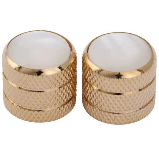 Musiclily Pro Coarse 18 Splines Steel Dome White Pearl Top Control Knob for Imported Guitar Bass, Set of 2
