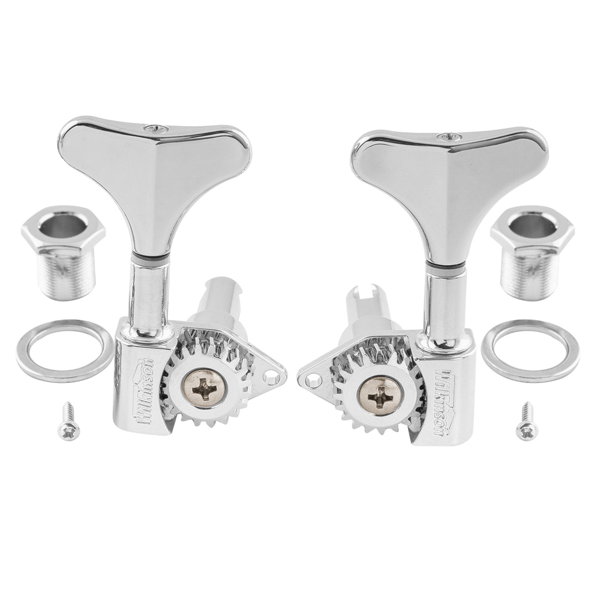 Wilkinson 2R2L 20:1 Ratio Open Gear Machine Heads for Ibanez Style Electric Bass Tuners Bass Tuning Pegs Keys