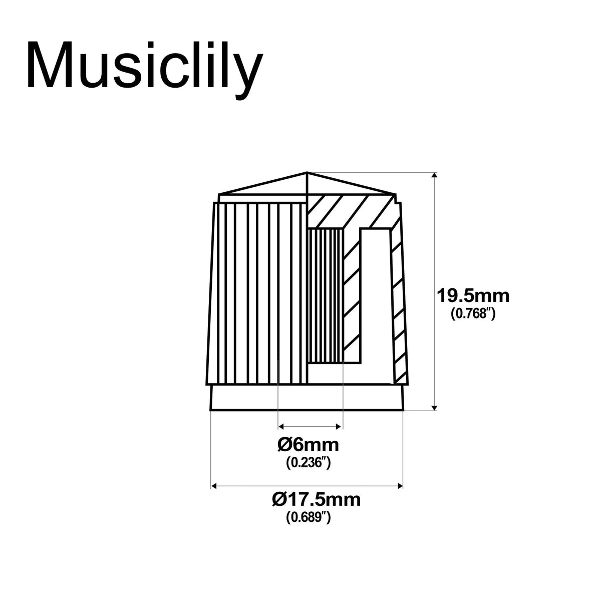Musiclily Pro Universal Fitting Metric Size Plastic Bevel Top Knobs for Guitar or Bass Steinberger Style, Set of 2