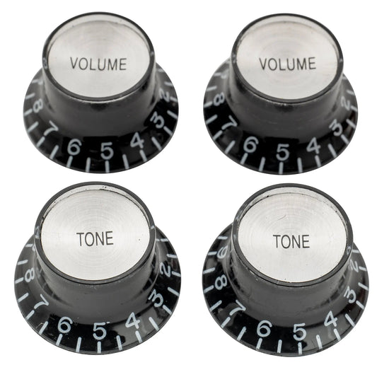 Musiclily Pro Left Handed Inch Size Fine 24-Spline Top Hat Bell Knobs Tone Volume Control Knobs for USA LP SG Style Electric Guitar, Set of 2T2V