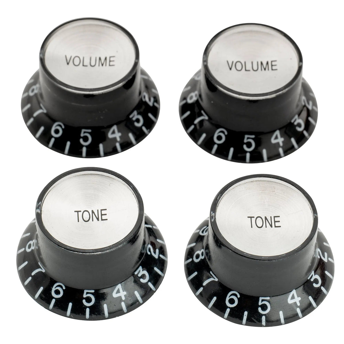 Musiclily Pro Left Handed Metric Coarse 18-Spline Top Hat Bell Knobs Tone Volume Control Knobs for Epiphone LP SG Style Electric Guitar, Set of 2T2V