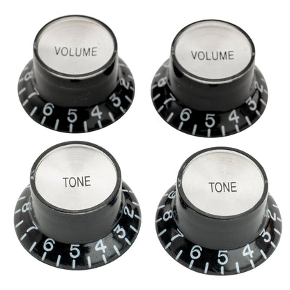 Musiclily Pro Left Handed Metric Coarse 18-Spline Top Hat Bell Knobs Tone Volume Control Knobs for Epiphone LP SG Style Electric Guitar, Set of 2T2V