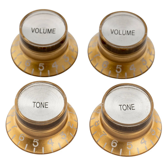 Musiclily Pro Left Handed Metric Coarse 18-Spline Top Hat Bell Knobs Tone Volume Control Knobs for Epiphone LP SG Style Electric Guitar, Set of 2T2V
