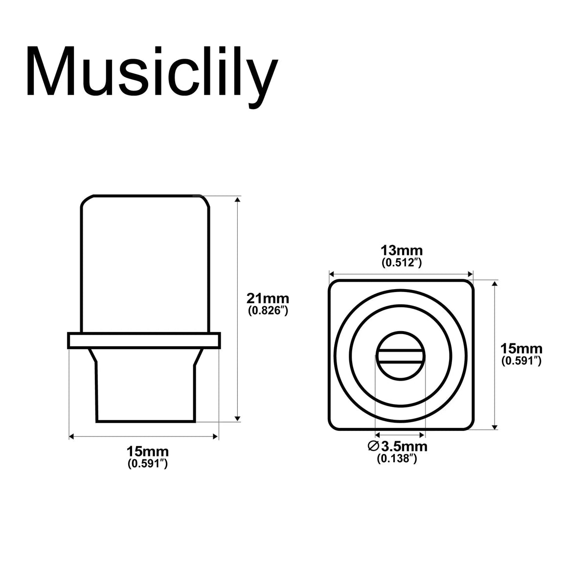 Musiclily Pro Metric Size Top Hat Guitar Switch Tips 3 Way Pickup Selector Switch Knobs for Import Squier Tele Style, Set of 2