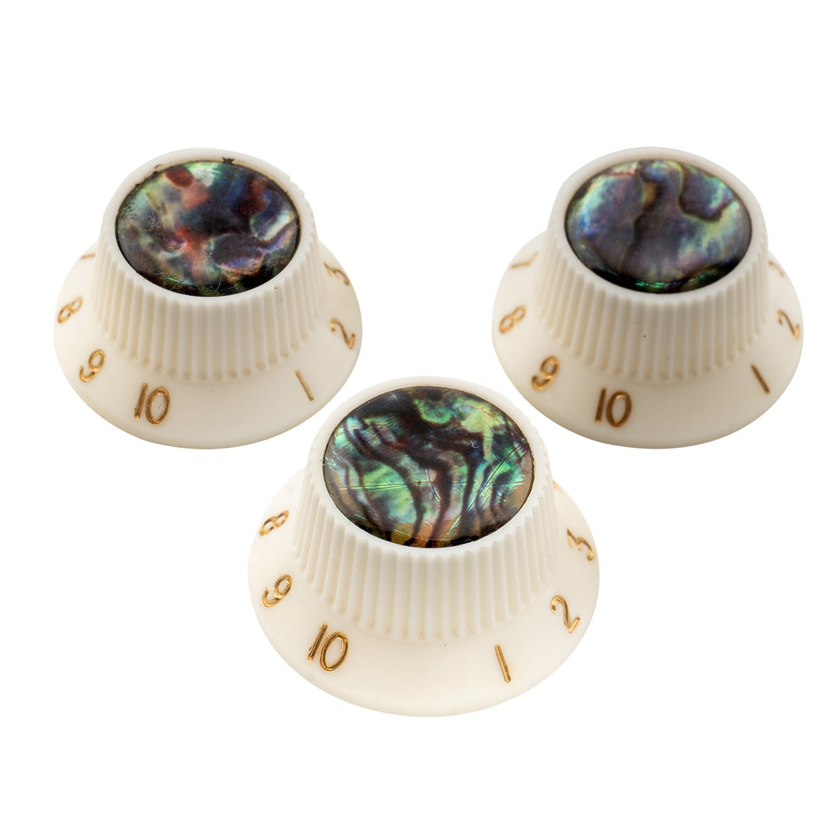 Musiclily Pro Plastic Metric Size Abalone Top Strat Knobs for Squier ST Style Guitar, Set of 3