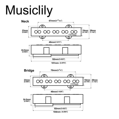 Wilkinson M-series WOJB5 Variable Gauss Vintage Tone Ceramic Single Coil Pickups Set for 5-string Jazz Bass