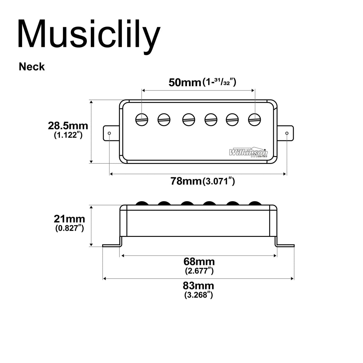 Wilkinson M Series Ceramic Mini Humbucker Electric Guitar Neck Pickup for LP Fire-bird