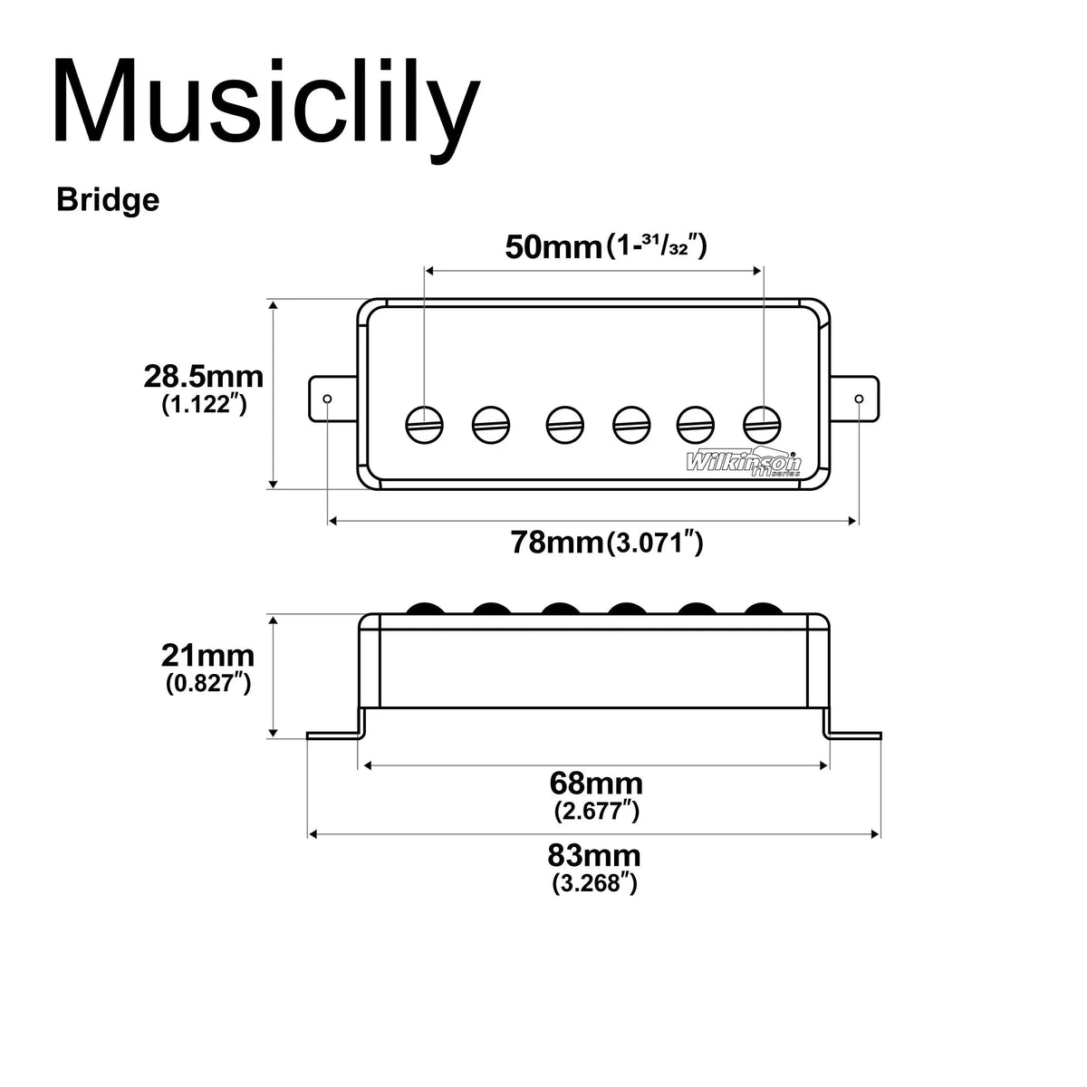 Wilkinson M Series Ceramic Mini Humbucker Electric Guitar Bridge Pickup for LP Fire-bird