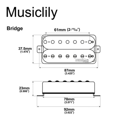 Wilkinson M Series WOH Classical Open Style Ceramic Humbucker Bridge Pickup for 7-String Electric Guitar