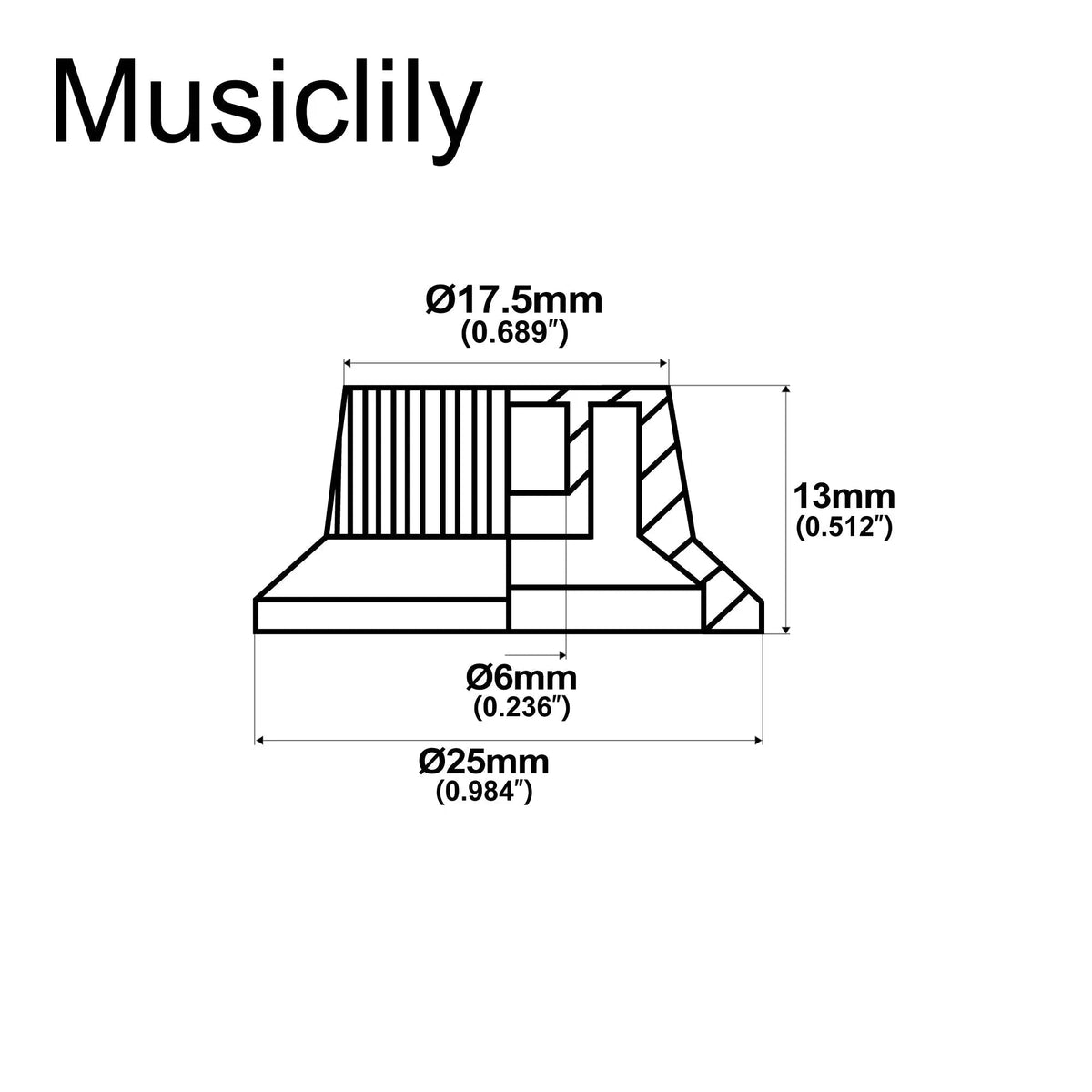 Musiclily Ultra Universal Fitting Strat Tone Volume Control Knobs for Fender Strat ST Style Electric Guitar, Set of 2T1V