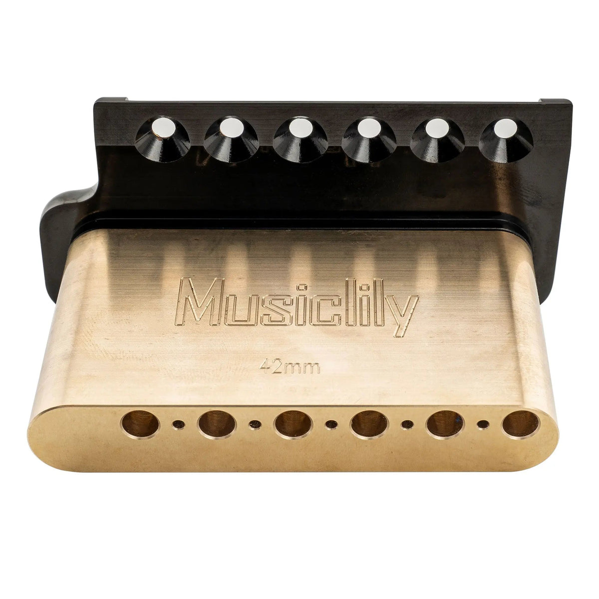 Musiclily Ultra BV005 52.5mm(2-1/16 inch) Full Solid Brass 6-Screw Knife Edge Tremolo Bridge for Strat Style Electric Guitar