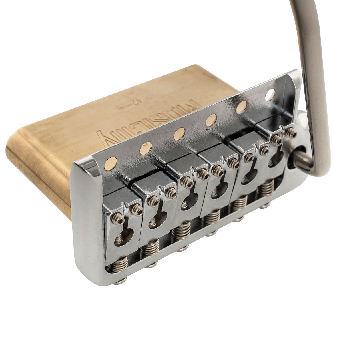 Musiclily Ultra BV005 52.5mm(2-1/16 inch) Full Solid Brass 6-Screw Knife Edge Tremolo Bridge for Strat Style Electric Guitar