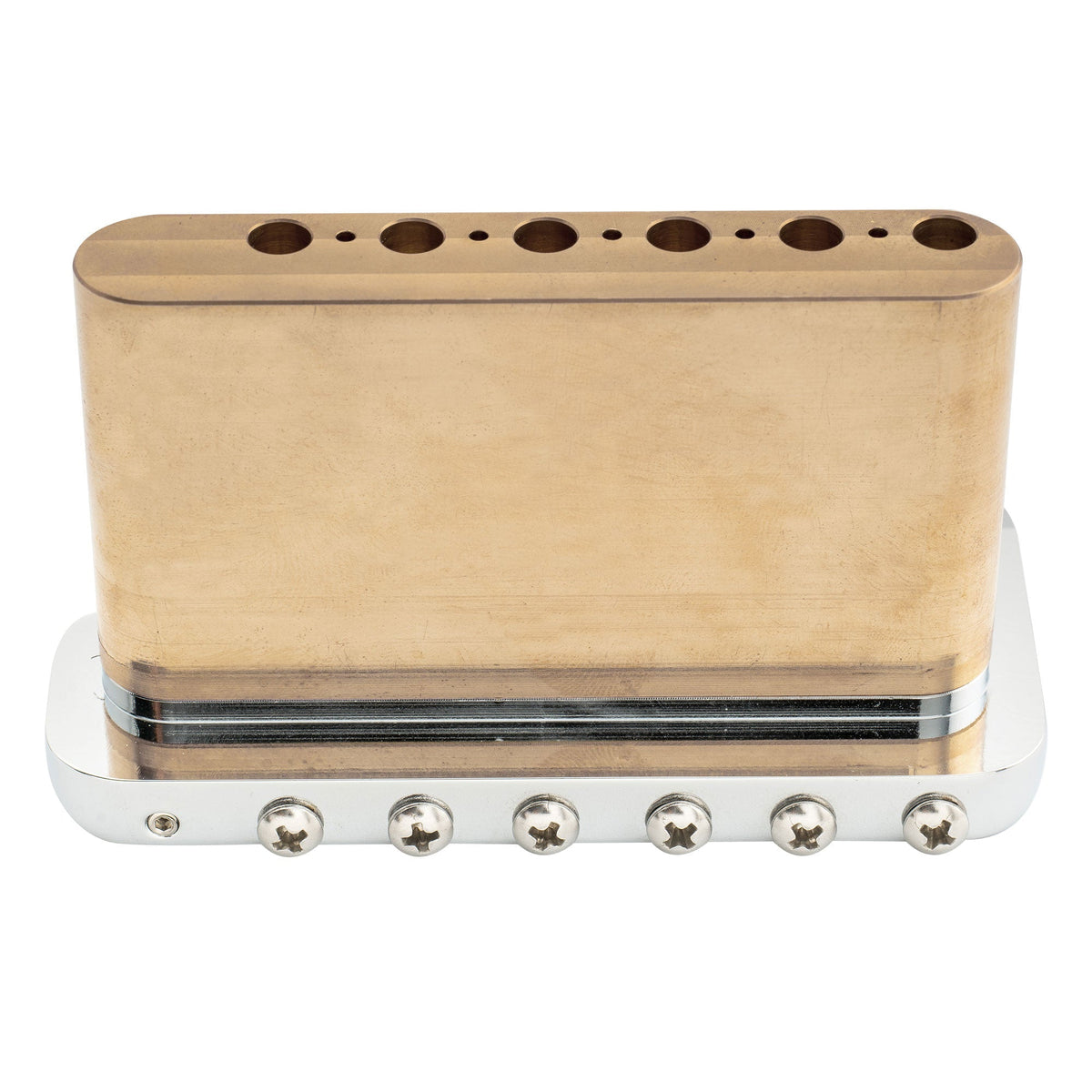 Musiclily Ultra BV005 52.5mm(2-1/16 inch) Full Solid Brass 6-Screw Knife Edge Tremolo Bridge for Strat Style Electric Guitar