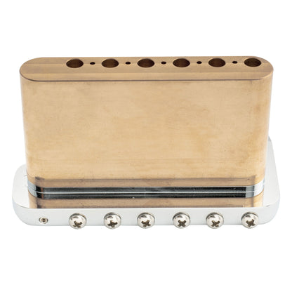 Musiclily Ultra BV005 52.5mm(2-1/16 inch) Full Solid Brass 6-Screw Knife Edge Tremolo Bridge for Strat Style Electric Guitar