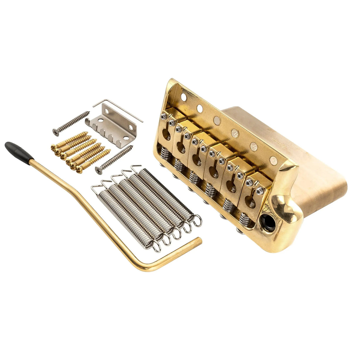 Musiclily Ultra BV005 52.5mm(2-1/16 inch) Full Solid Brass 6-Screw Knife Edge Tremolo Bridge for Strat Style Electric Guitar