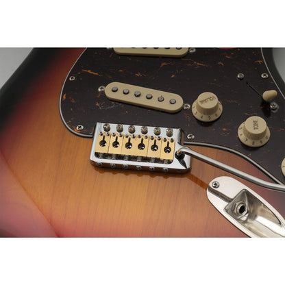Musiclily Ultra BV005 52.5mm(2-1/16 inch) Full Solid Brass 6-Screw Knife Edge Tremolo Bridge for Strat Style Electric Guitar