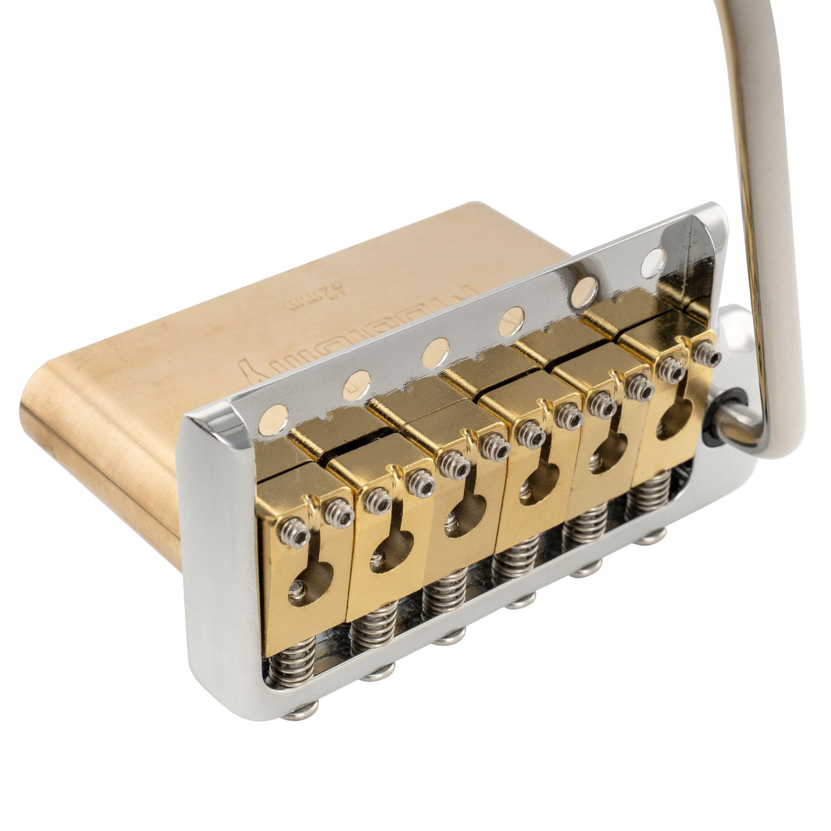Musiclily Ultra BV005 52.5mm(2-1/16 inch) Full Solid Brass 6-Screw Knife Edge Tremolo Bridge for Strat Style Electric Guitar
