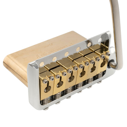Musiclily Ultra BV005 52.5mm(2-1/16 inch) Full Solid Brass 6-Screw Knife Edge Tremolo Bridge for Strat Style Electric Guitar