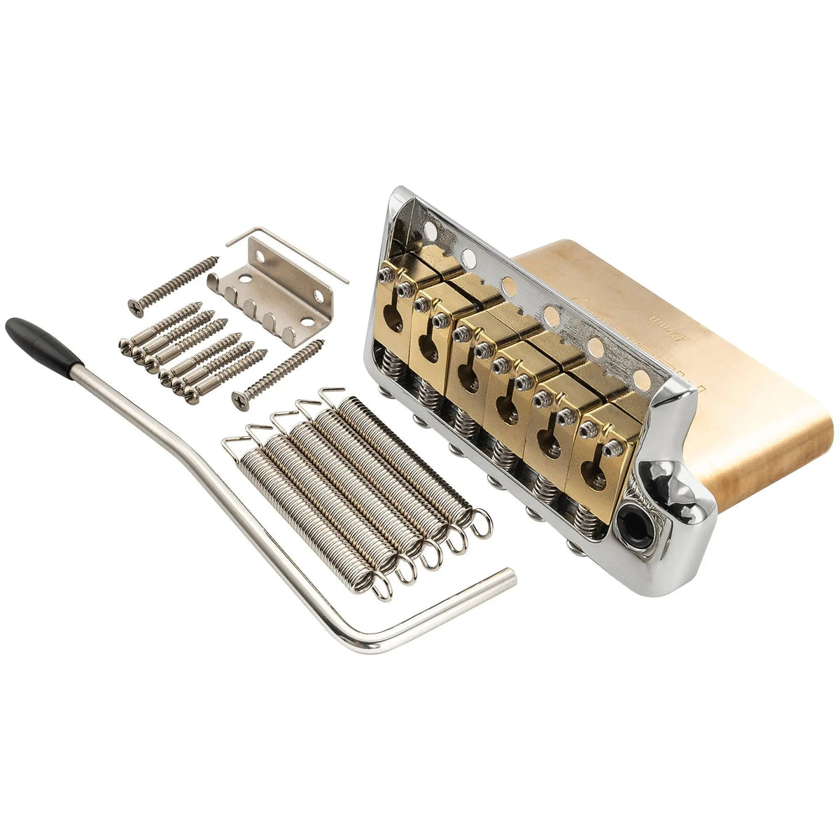 Musiclily Ultra BV005 52.5mm(2-1/16 inch) Full Solid Brass 6-Screw Knife Edge Tremolo Bridge for Strat Style Electric Guitar