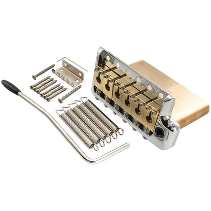 Musiclily Ultra BV005 52.5mm(2-1/16 inch) Full Solid Brass 6-Screw Knife Edge Tremolo Bridge for Strat Style Electric Guitar