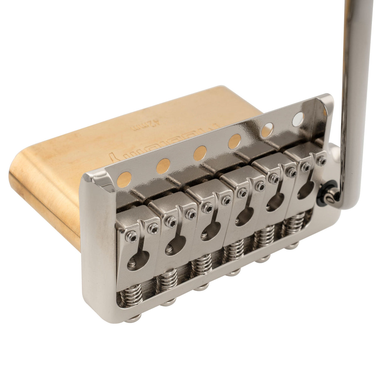 Musiclily Ultra BV005 52.5mm(2-1/16 inch) Full Solid Brass 6-Screw Knife Edge Tremolo Bridge for Strat Style Electric Guitar