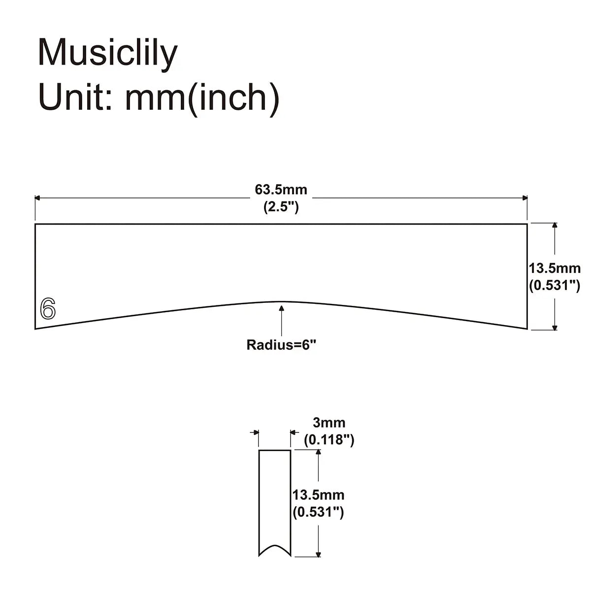 Musiclily Ultra Full Solid Brass Fret Press Caul Insert for Acoustic Electric Guitar Bass