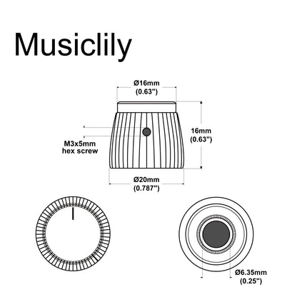 Musiclily Pro Universal Amp Amplifier Push-on Knobs with Set Screw for All Potentiometers Marshall Amplifiers