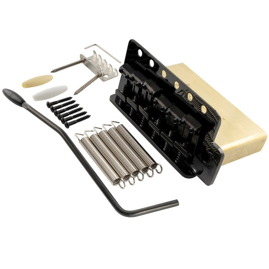 Musiclily Ultra BV006 52.5mm(2-1/16 inch) Standard 6-Screw ST Tremolo Bridge with Vintage Steel Bent Saddles 36mm Solid Brass Block Push-In Arm for Strat Style Electric Guitar