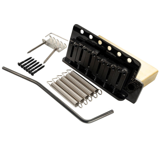 Musiclily Ultra BV007 52.5mm(2-1/16 inch) Standard 6-Screw ST Tremolo Bridge with Modern Brass Saddles 36mm Solid Brass Block Push-In Arm for Strat Style Electric Guitar