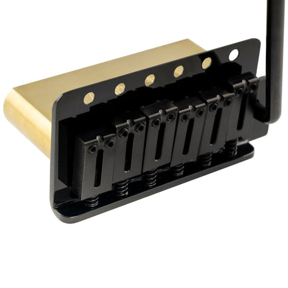 Musiclily Ultra BV007 52.5mm(2-1/16 inch) Standard 6-Screw ST Tremolo Bridge with Modern Brass Saddles 36mm Solid Brass Block Push-In Arm for Strat Style Electric Guitar