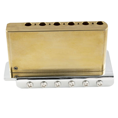 Musiclily Ultra BV007 52.5mm(2-1/16 inch) Standard 6-Screw ST Tremolo Bridge with Modern Brass Saddles 36mm Solid Brass Block Push-In Arm for Strat Style Electric Guitar