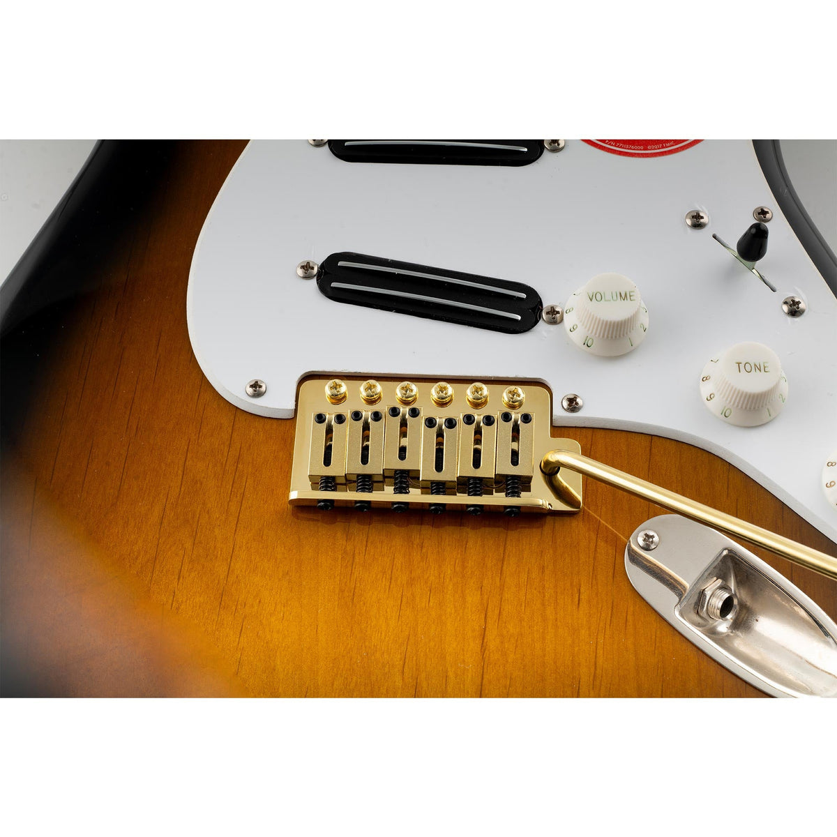 Musiclily Ultra BV007 52.5mm(2-1/16 inch) Standard 6-Screw ST Tremolo Bridge with Modern Brass Saddles 36mm Solid Brass Block Push-In Arm for Strat Style Electric Guitar