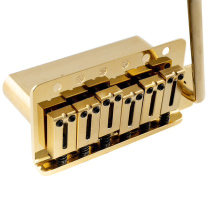 Musiclily Ultra BV007 52.5mm(2-1/16 inch) Standard 6-Screw ST Tremolo Bridge with Modern Brass Saddles 36mm Solid Brass Block Push-In Arm for Strat Style Electric Guitar