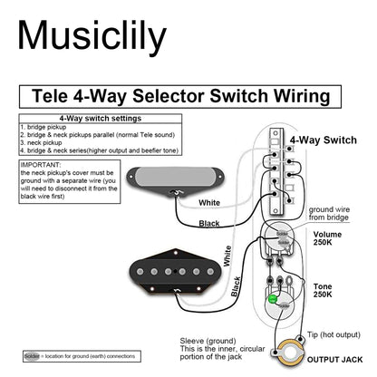 Musiclily Pro 4-Way Pickup Selector Blade Switch for Tele Style Electric Guitar