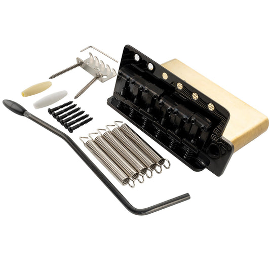 Musiclily Ultra BV008 52.5mm(2-1/16 inch) Standard 6-Screw ST Tremolo Bridge with Vintage Steel Bent Saddles 42mm Solid Brass Block Push-In Arm for Strat Style Electric Guitar