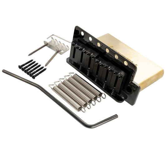 Musiclily Ultra BV009 52.5mm(2-1/16 inch) Standard 6-Screw ST Tremolo Bridge with Modern Brass Saddles 42mm Solid Brass Block Push-In Arm for Strat Style Electric Guitar