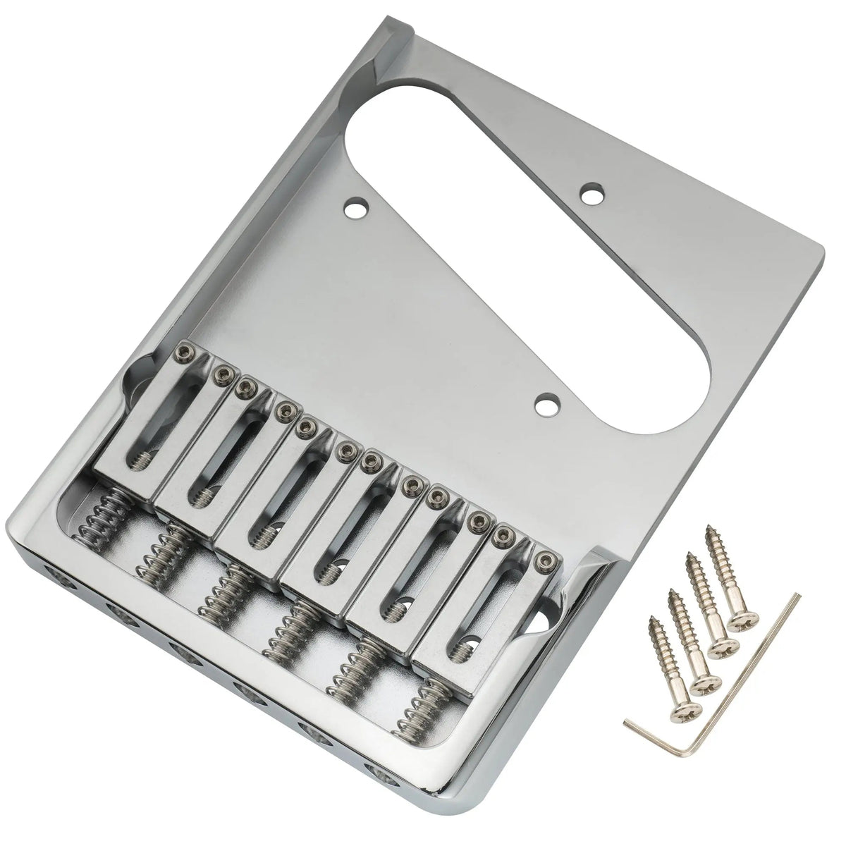 Musiclily Ultra BT004 54mm (2-1/8 inch) String Spacing Full Solid Brass Heavy Duty Asymmetric String-through-body Tele Style Electric Guitar Bridge