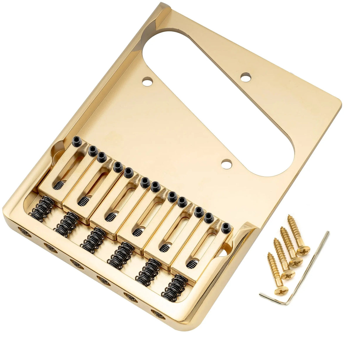 Musiclily Ultra BT004 54mm (2-1/8 inch) String Spacing Full Solid Brass Heavy Duty Asymmetric String-through-body Tele Style Electric Guitar Bridge
