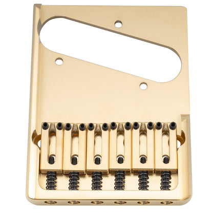 Musiclily Ultra BT004 54mm (2-1/8 inch) String Spacing Full Solid Brass Heavy Duty Asymmetric String-through-body Tele Style Electric Guitar Bridge