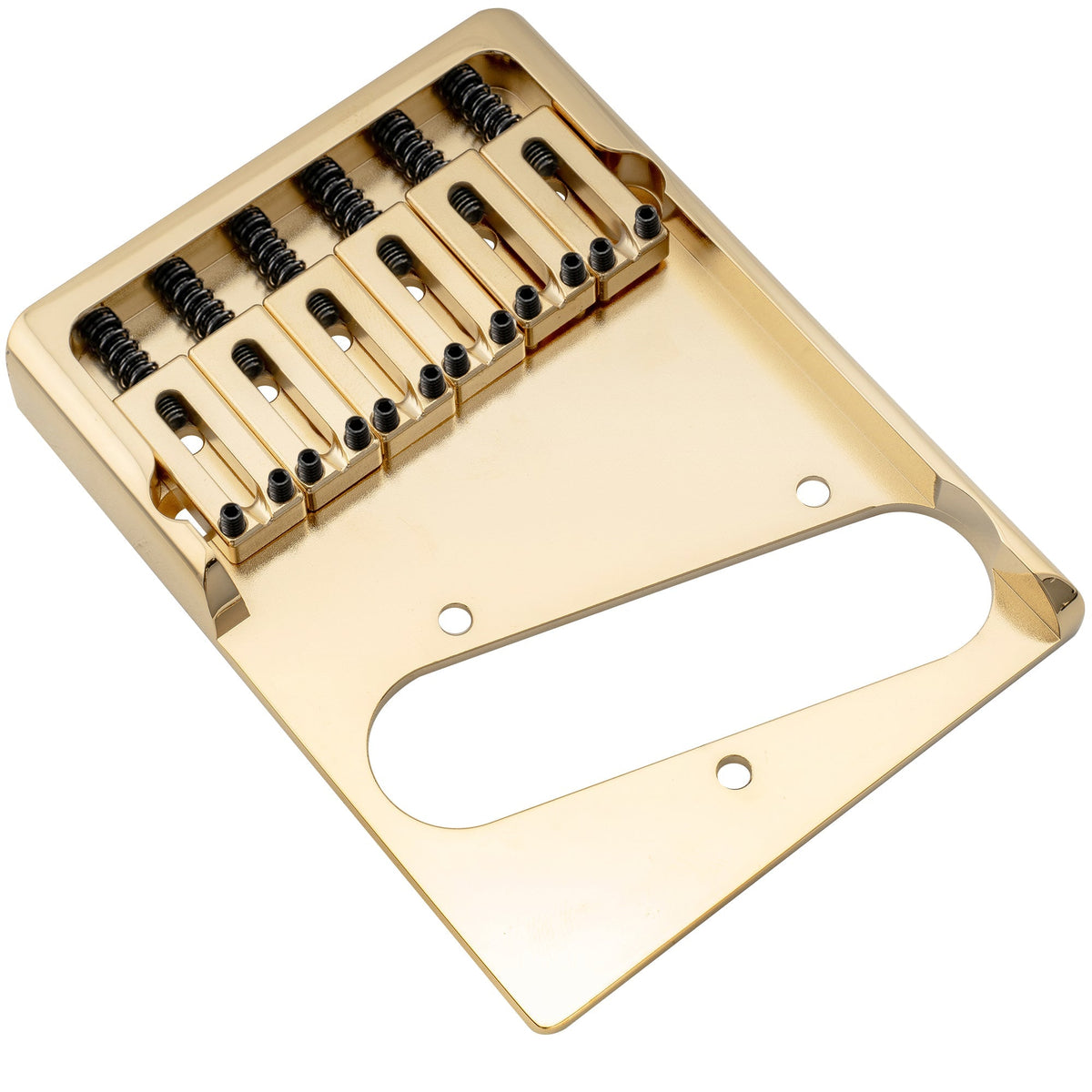 Musiclily Ultra BT004 54mm (2-1/8 inch) String Spacing Full Solid Brass Heavy Duty Asymmetric String-through-body Tele Style Electric Guitar Bridge