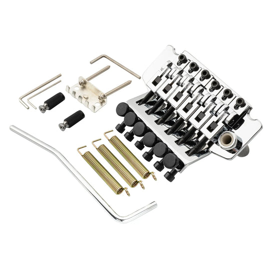 Musiclily Pro 54mm (2-1/8 inch) String Spacing 34mm Full Solid Brass Block Double Locking Tremolo Bridge with Push-in Trem Arm for FR Style Electric Guitar