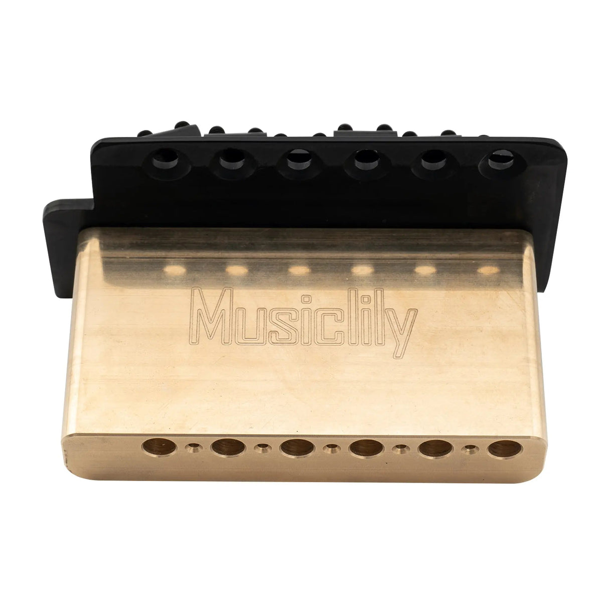 Musiclily Pro BV013 52.5mm 6-Screw Vintage Style Steel Bent Saddles Guitar Tremolo Bridge with 40mm Solid Brass Block for Squier Strat Style Electric Guitar