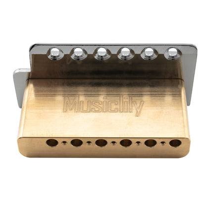 Musiclily Pro BV015 52.5mm 6-Screw Modern Style Saddles Guitar Tremolo Bridge with 36mm Solid Brass Block for Squier Strat Style Electric Guitar