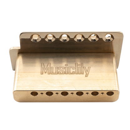 Musiclily Pro BV015 52.5mm 6-Screw Modern Style Saddles Guitar Tremolo Bridge with 36mm Solid Brass Block for Squier Strat Style Electric Guitar