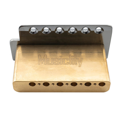 Musiclily Pro BV016 52.5mm 6-Screw Modern Style Saddles Guitar Tremolo Bridge with 40mm Solid Brass Block for Squier Strat Style Electric Guitar