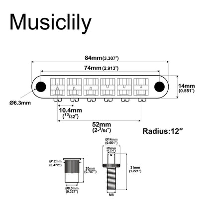 Musiclily Pro BM002 52mm String Spacing Tune-o-matic Bridge Wide Body LP Bridge for Epiphone LP SG Style Electric Guitar
